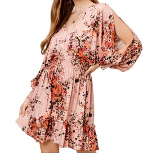 LOVESTITCH Glenna Split Sleeves Floral Mini Boho Style Dress